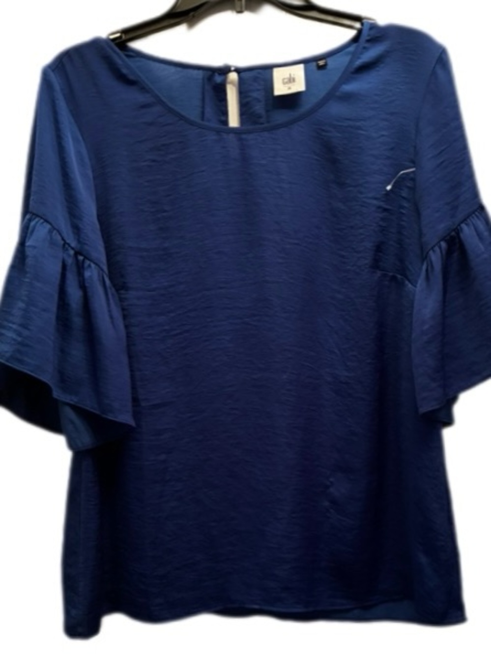 CAbi NWOT Sapphire Blue Flutter Sleeve Blouse Siz M